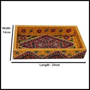 Handcrafted Bundi Decorative Serving Tray – Length: 24 cm × Width: 14 cm