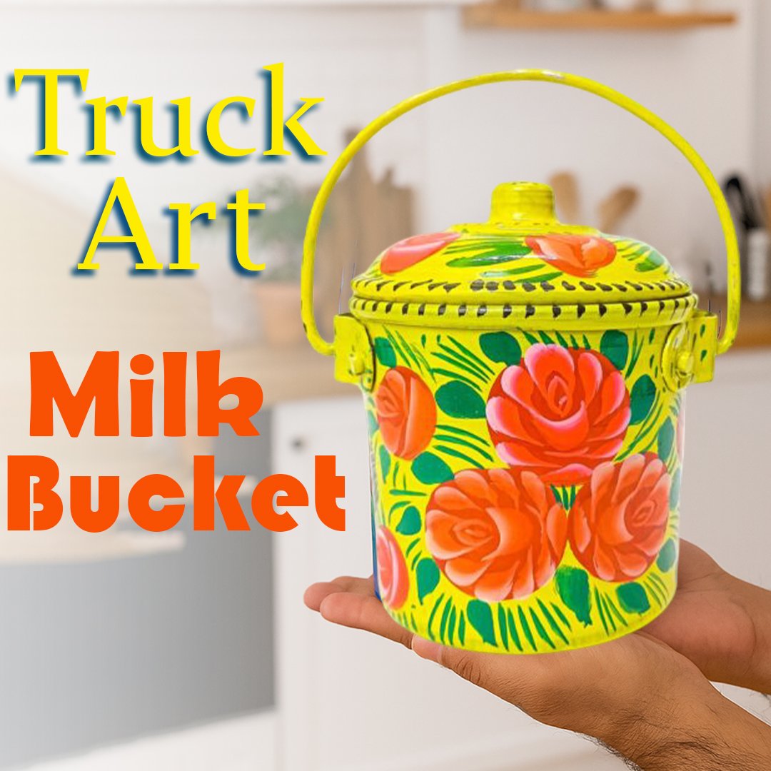 Truck Art Milk Bucket (Size : 14cmx11cm)