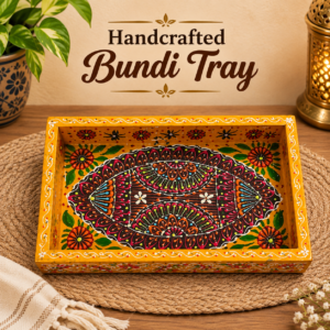 Handcrafted Bundi Decorative Serving Tray – Length: 27 cm × Width: 17 cm