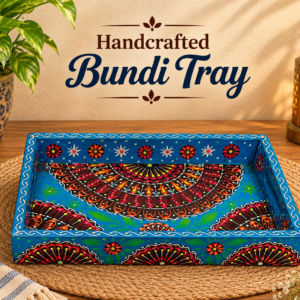 Handcrafted Bundi Decorative Serving Tray – Length: 27 cm × Width: 17 cm