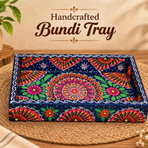 Handcrafted Bundi Decorative Serving Tray – Length: 27 cm × Width: 17 cm