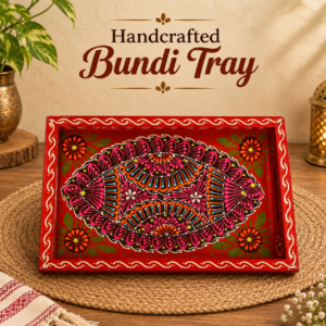 Handcrafted Bundi Decorative Serving Tray – Length: 27 cm × Width: 17 cm