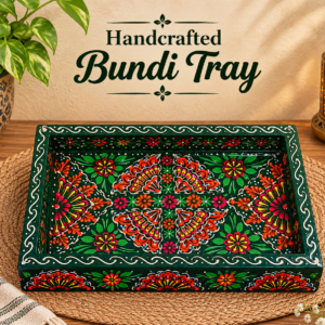 Handcrafted Bundi Decorative Serving Tray – Length: 27 cm × Width: 17 cm