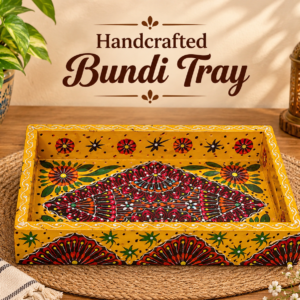 Handcrafted Bundi Decorative Serving Tray – Length: 24 cm × Width: 14 cm