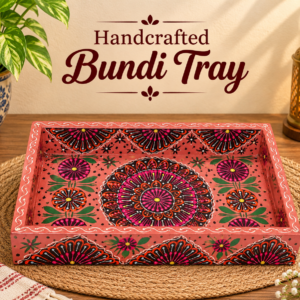 Handcrafted Bundi Decorative Serving Tray – Length: 27 cm × Width: 17 cm