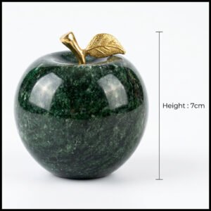 Elegant Onyx Stone Apple Decor with Golden Leaf (Size: 7 cm)