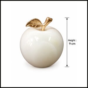Elegant Onyx Stone Apple Decor with Golden Leaf (Size: 9 cm)