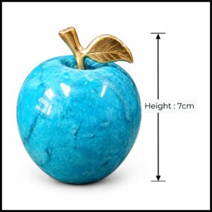 Elegant Onyx Stone Apple Decor with Golden Leaf (Size: 7 cm)