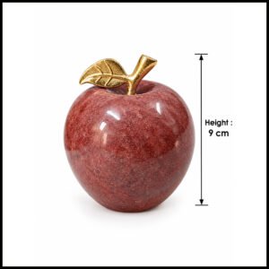 Elegant Onyx Stone Apple Decor with Golden Leaf (Size: 9 cm)