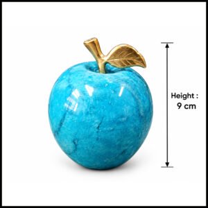 Elegant Onyx Stone Apple Decor with Golden Leaf (Size: 9 cm)