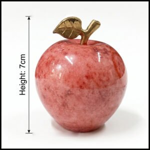 Elegant Onyx Stone Apple Decor with Golden Leaf (Size: 7 cm)