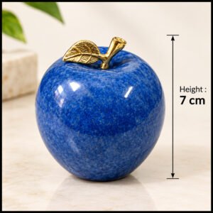 Elegant Onyx Stone Apple Decor with Golden Leaf (Size: 7 cm)