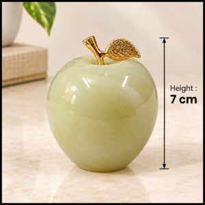 Elegant Onyx Stone Apple Decor with Golden Leaf (Size: 7 cm)