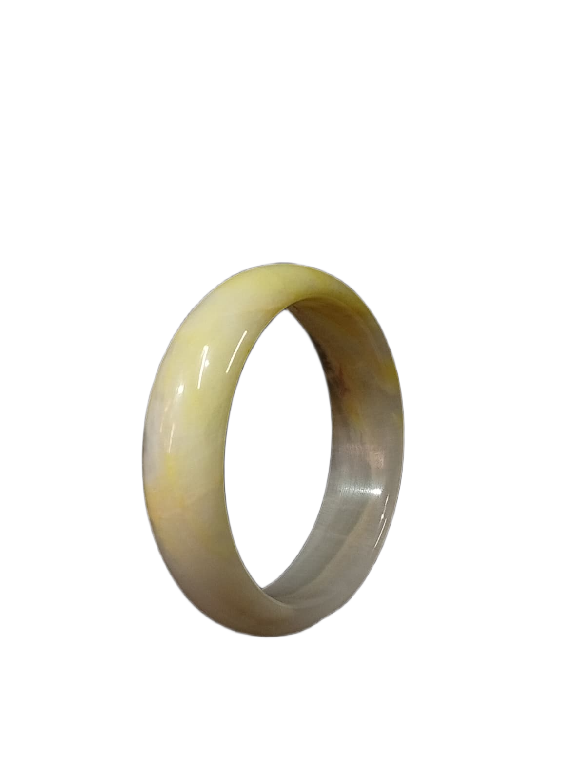 Polished Jade Bangle – Natural Stone Bracelet - Image 4