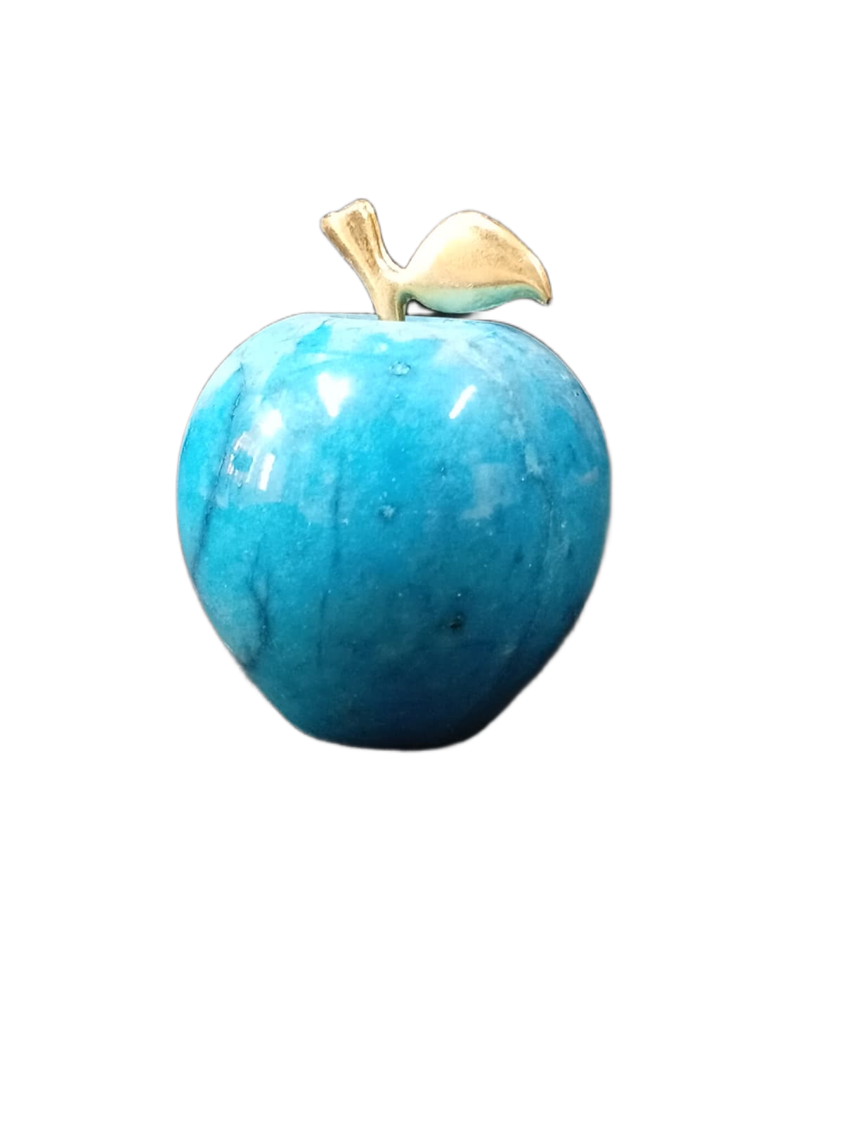 Elegant Onyx Stone Apple Decor with Golden Leaf (Size: 9 cm) - Image 3