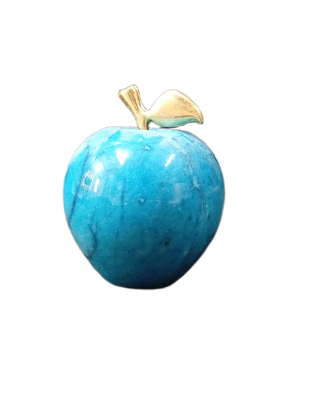 Elegant Onyx Stone Apple Decor with Golden Leaf (Size: 9 cm) - Image 4