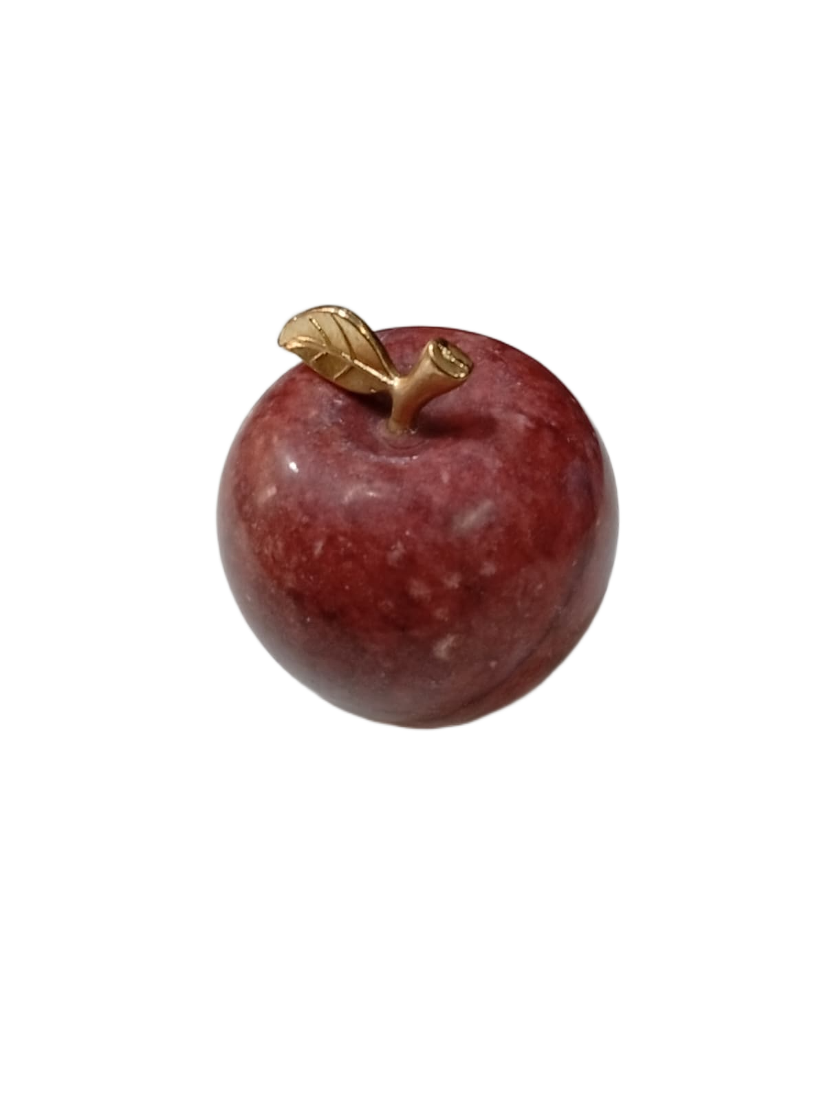 Elegant Onyx Stone Apple Decor with Golden Leaf (Size: 9 cm) - Image 4