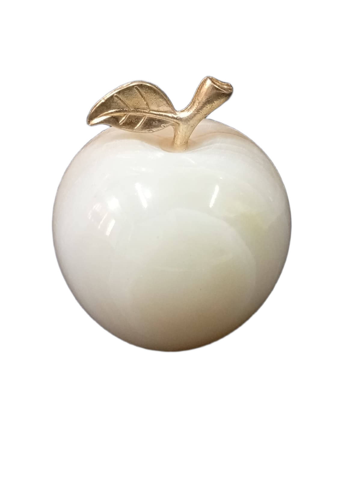 Elegant Onyx Stone Apple Decor with Golden Leaf (Size: 9 cm) - Image 6