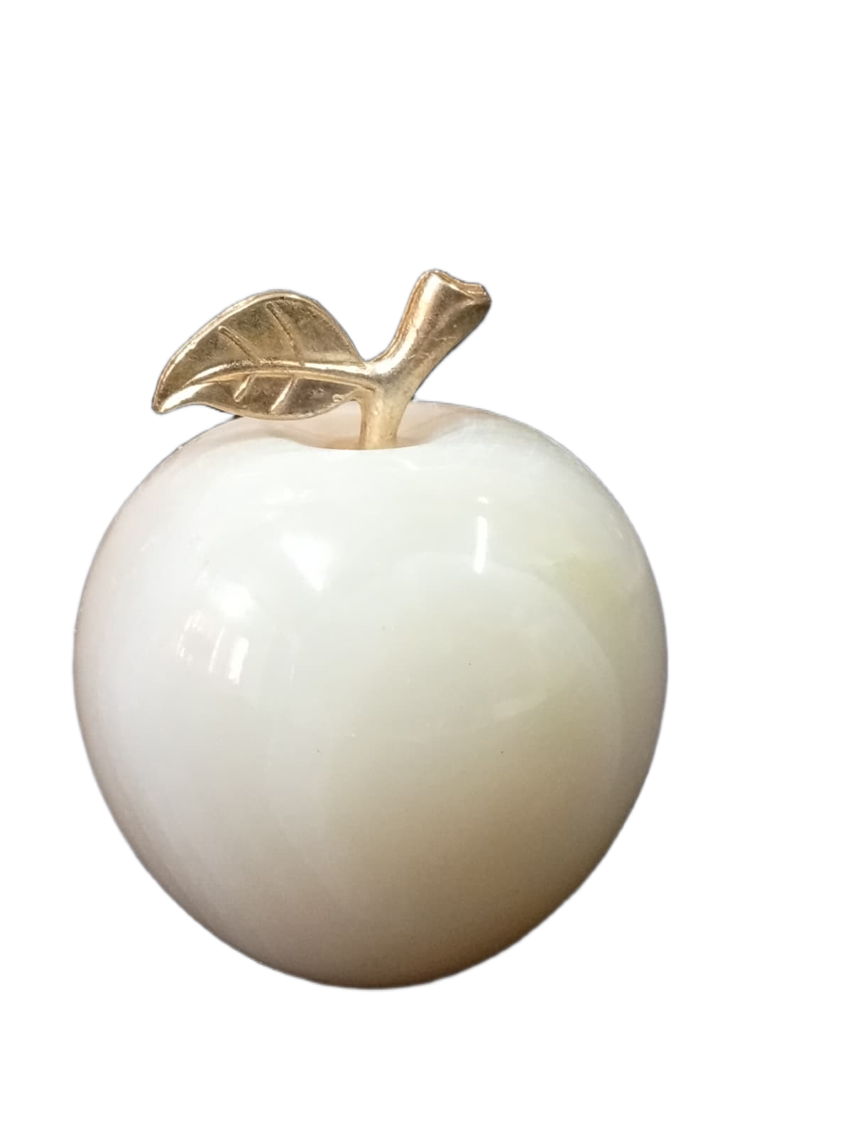 Elegant Onyx Stone Apple Decor with Golden Leaf (Size: 9 cm) - Image 3