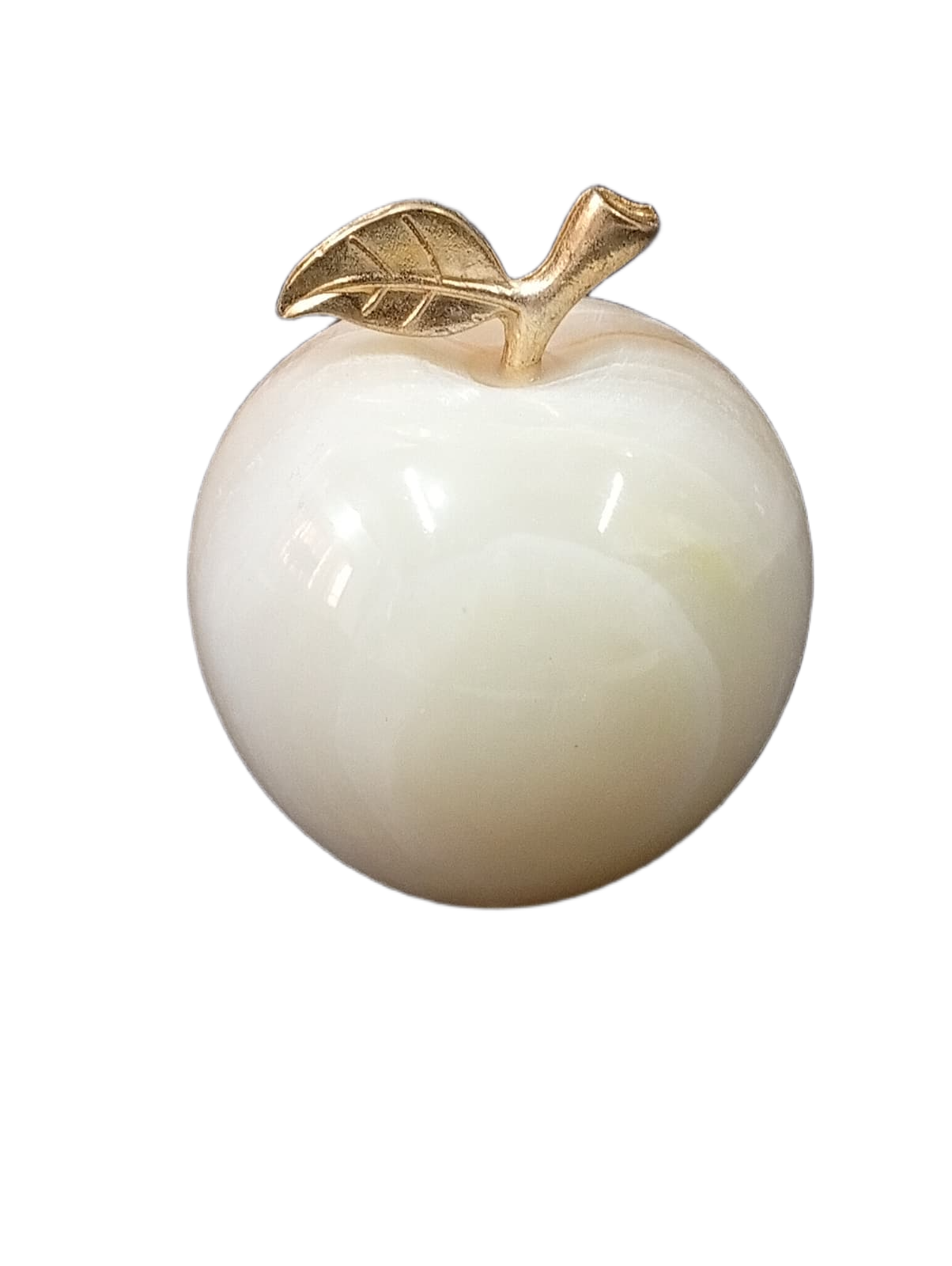 Elegant Onyx Stone Apple Decor with Golden Leaf (Size: 9 cm) - Image 4