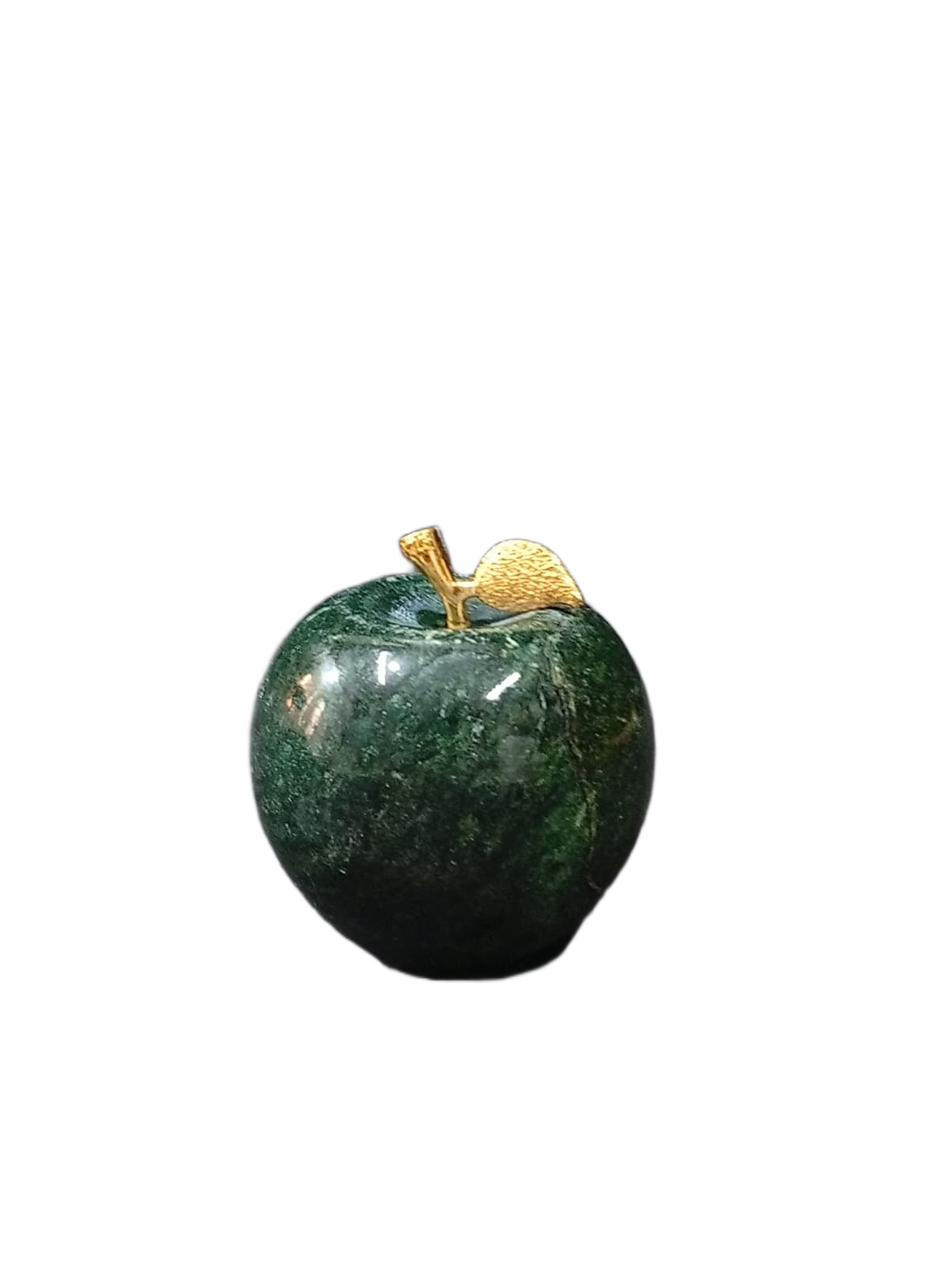 Elegant Onyx Stone Apple Decor with Golden Leaf (Size: 7 cm) - Image 3