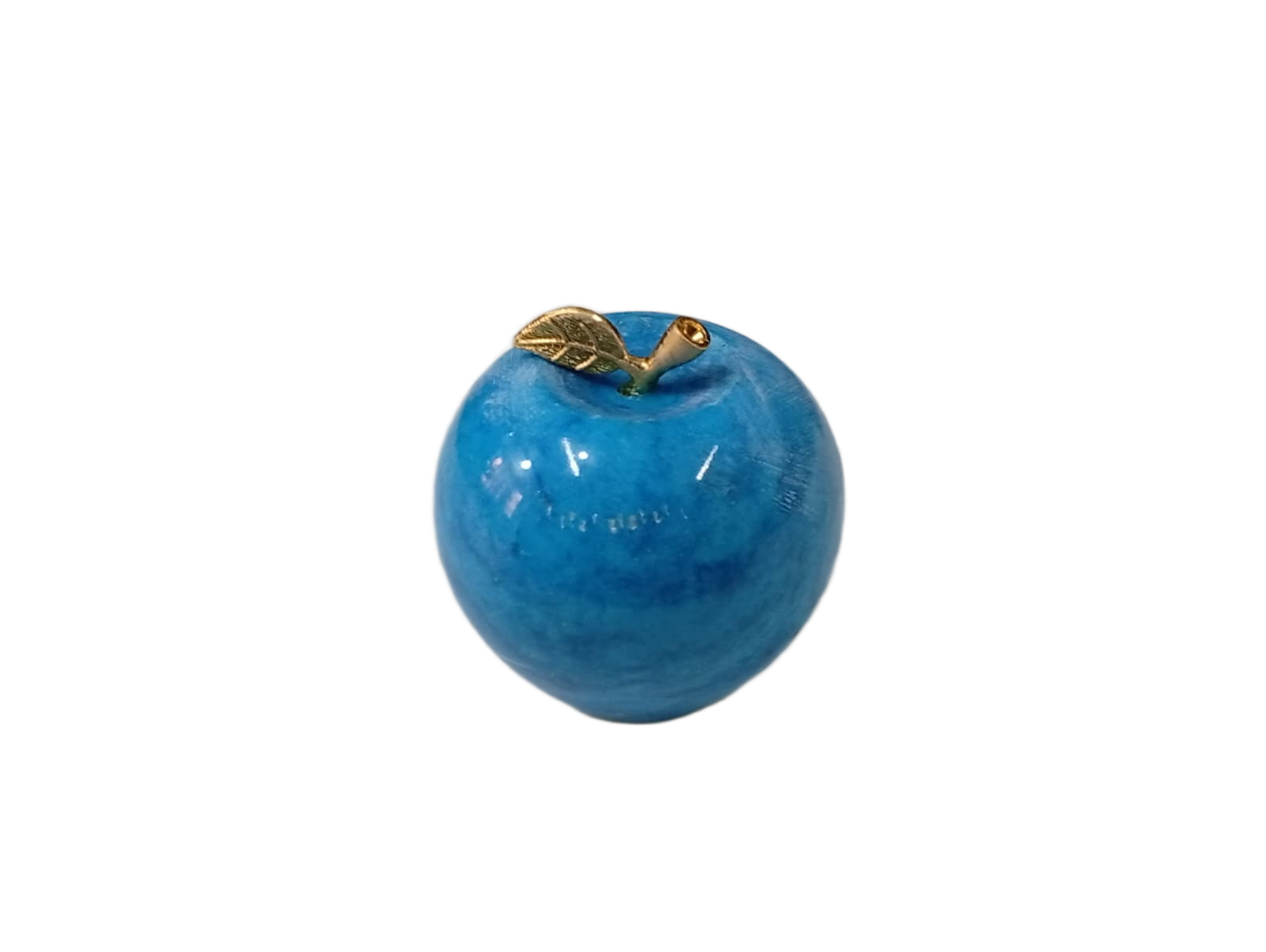 Elegant Onyx Stone Apple Decor with Golden Leaf (Size: 7 cm) - Image 3