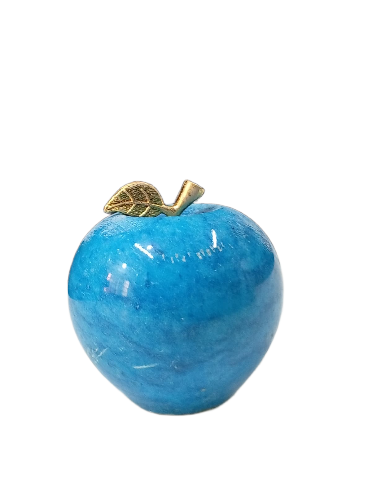 Elegant Onyx Stone Apple Decor with Golden Leaf (Size: 7 cm) - Image 4