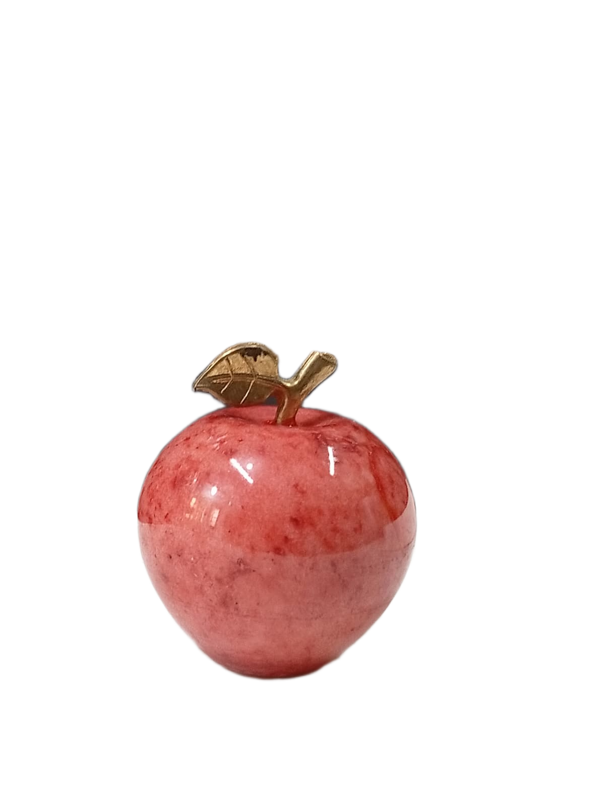 Elegant Onyx Stone Apple Decor with Golden Leaf (Size: 7 cm) - Image 3