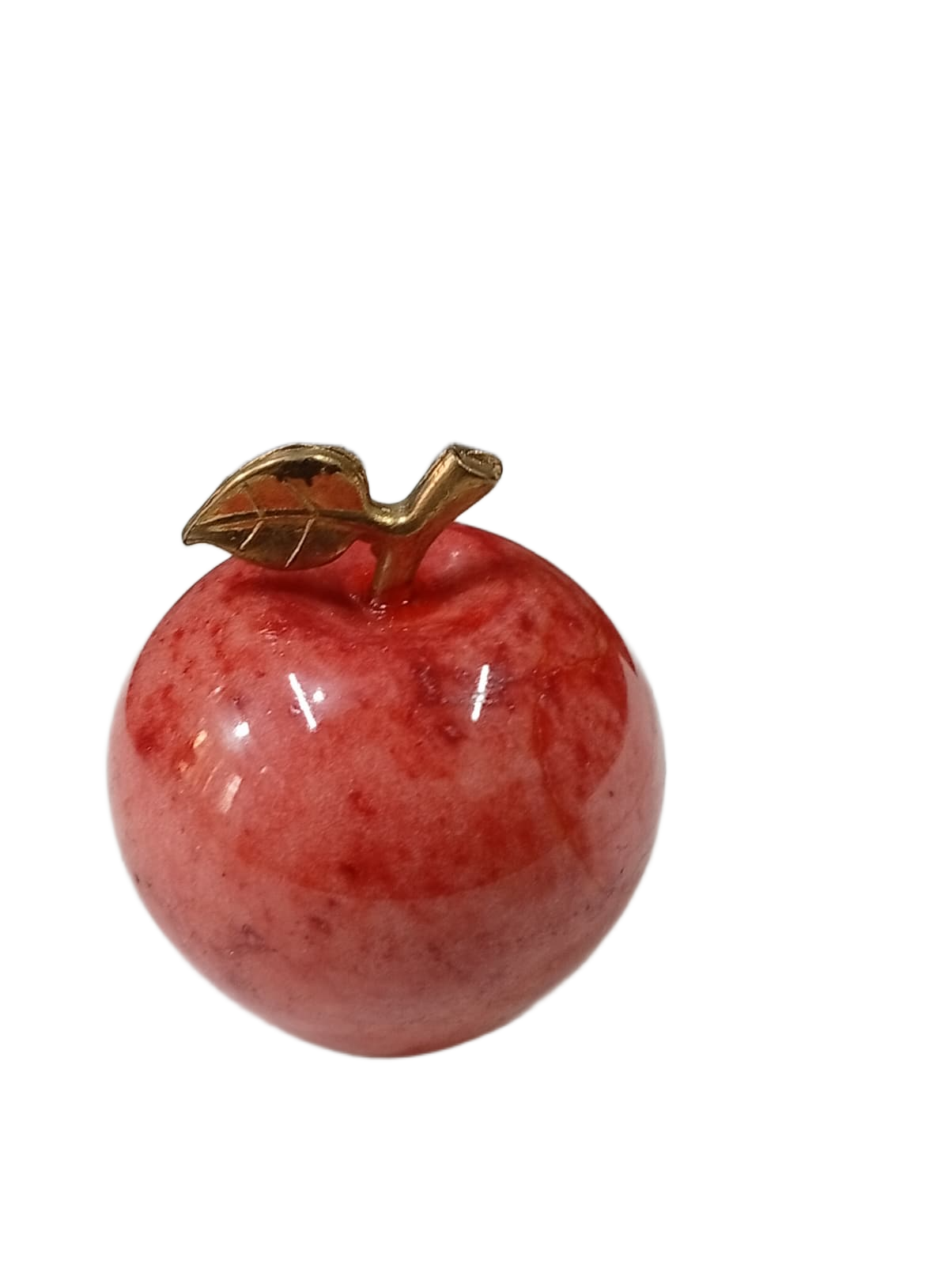 Elegant Onyx Stone Apple Decor with Golden Leaf (Size: 7 cm) - Image 4
