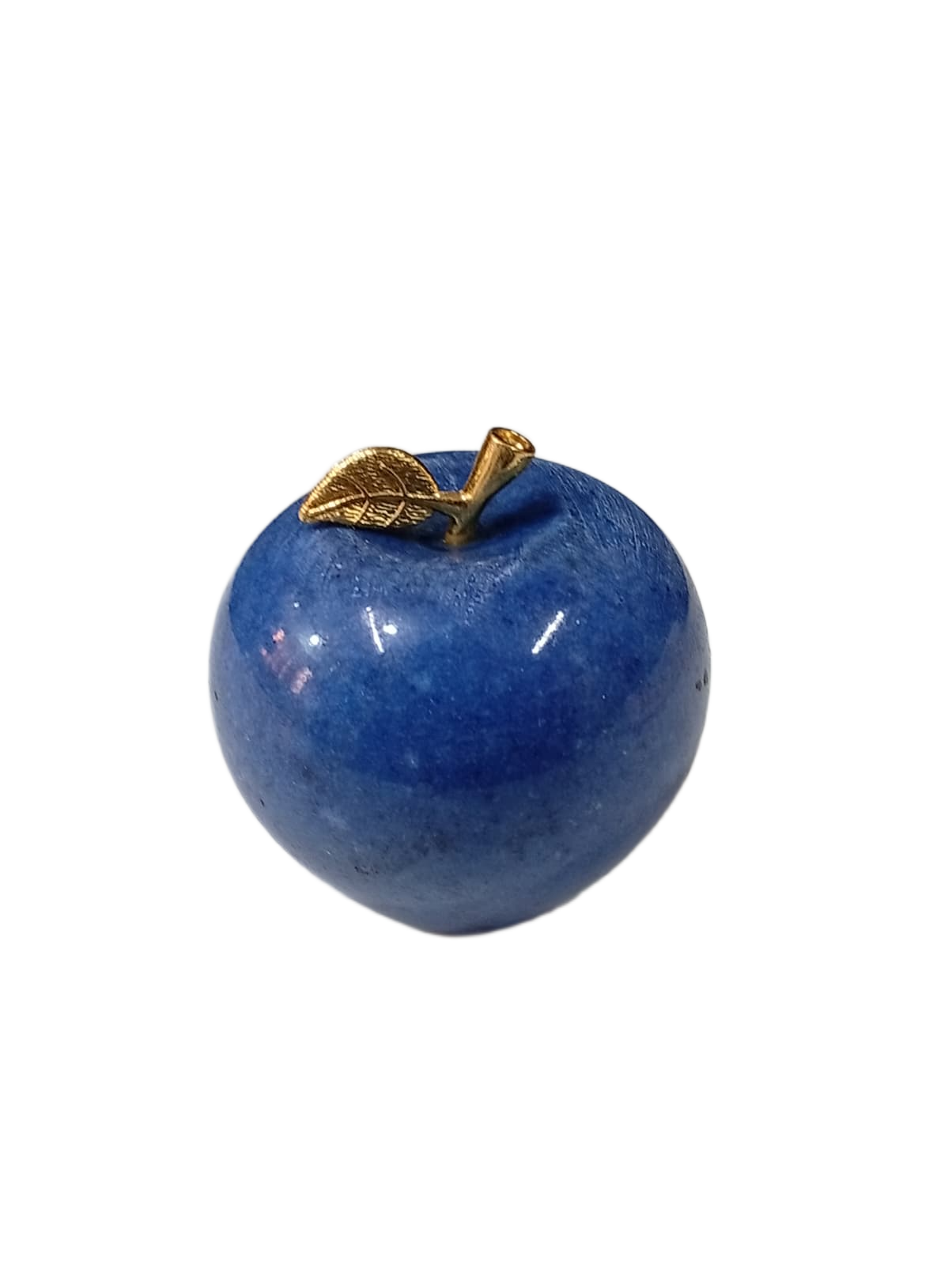 Elegant Onyx Stone Apple Decor with Golden Leaf (Size: 7 cm) - Image 3