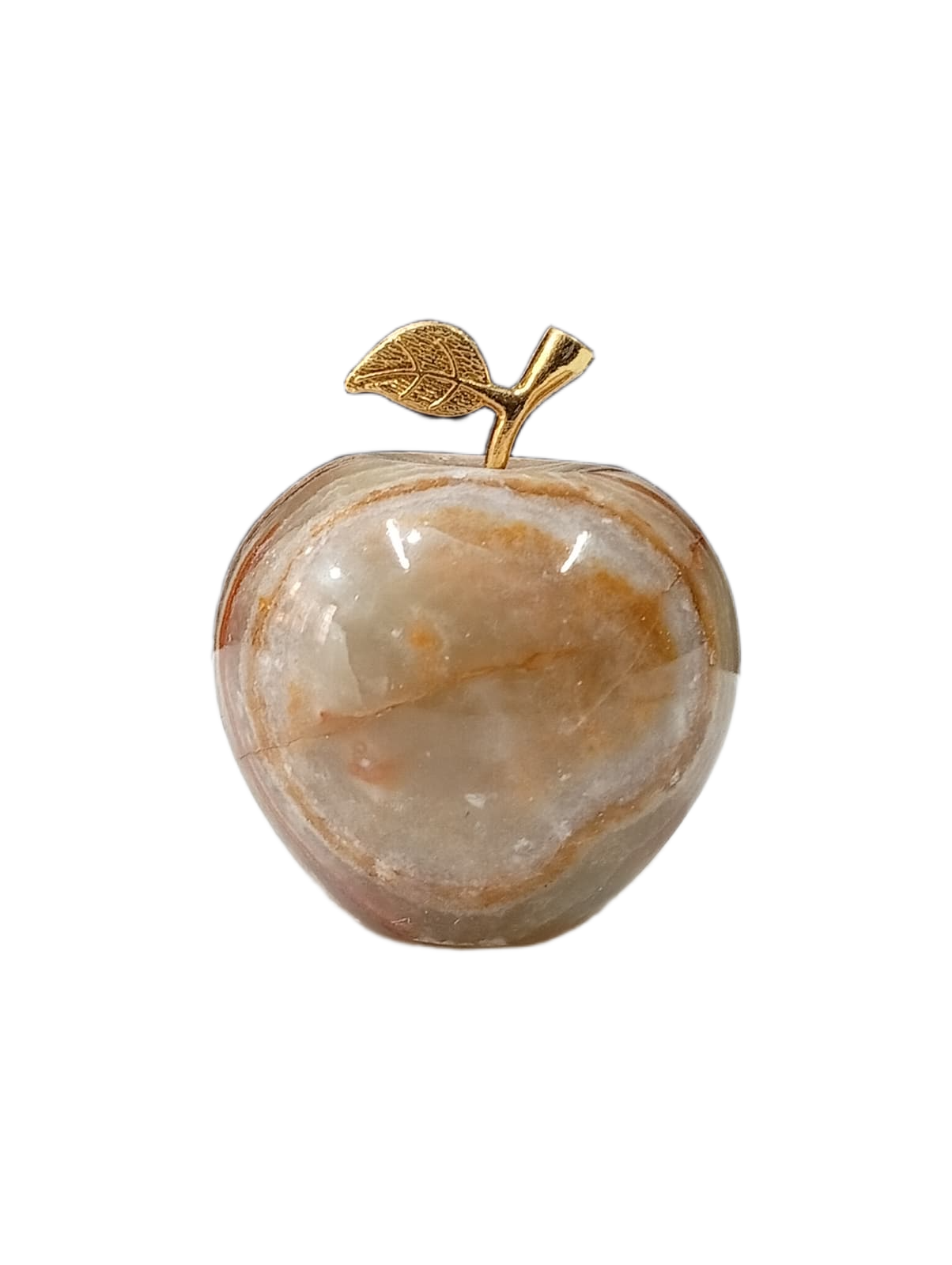 Elegant Onyx Stone Apple Decor with Golden Leaf (Size: 7 cm) - Image 5