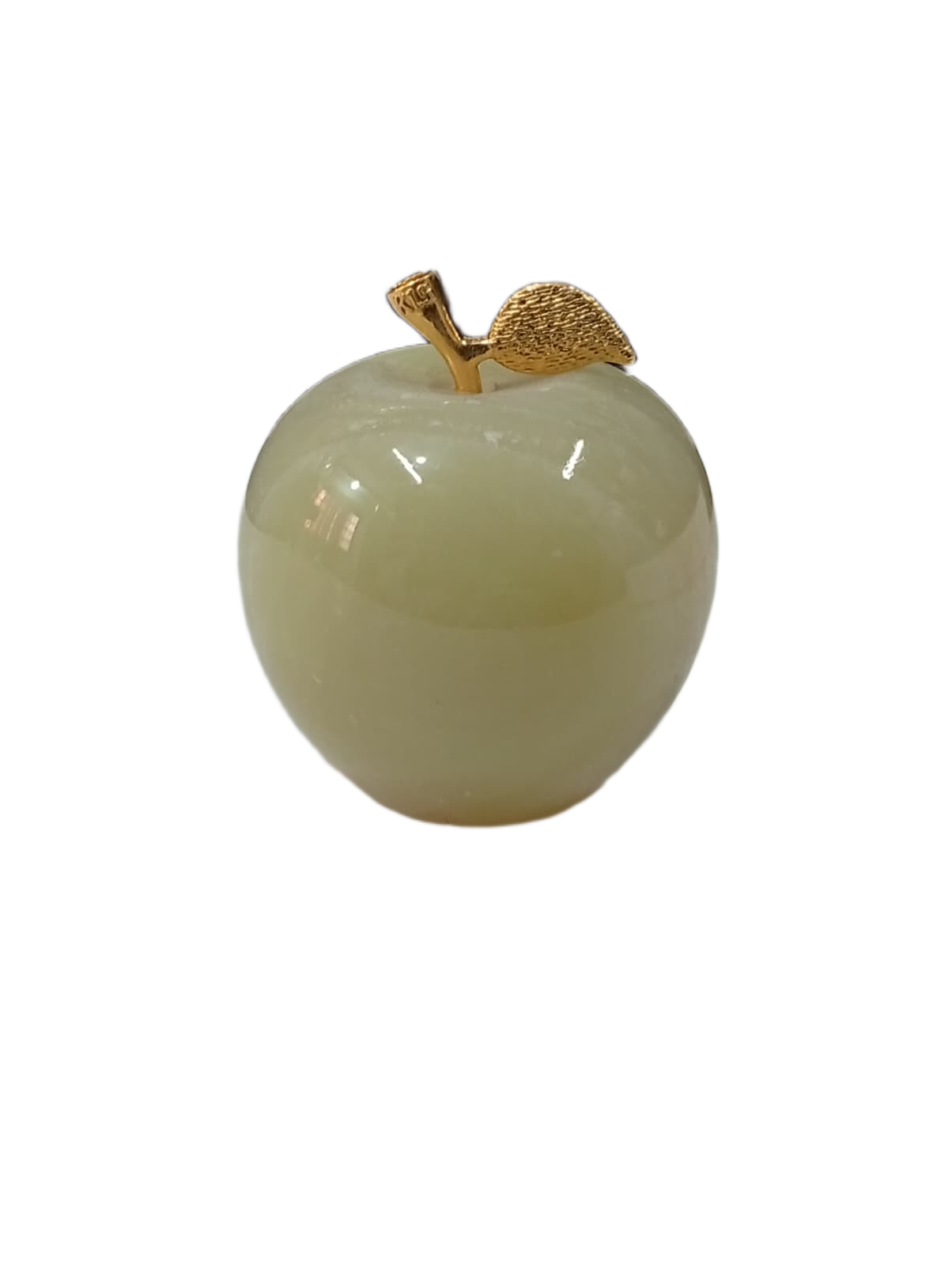 Elegant Onyx Stone Apple Decor with Golden Leaf (Size: 7 cm) - Image 4