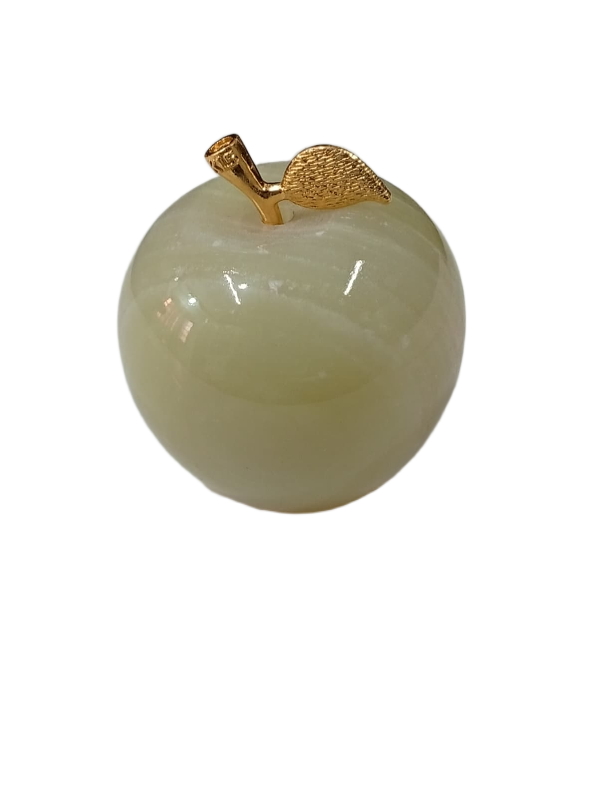 Elegant Onyx Stone Apple Decor with Golden Leaf (Size: 7 cm) - Image 5