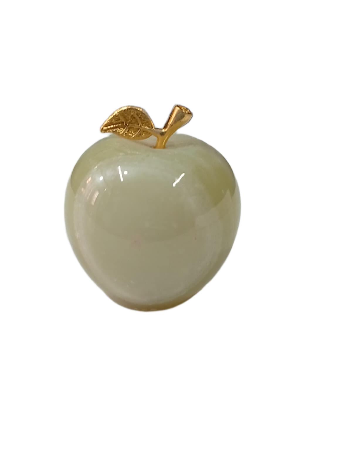 Elegant Onyx Stone Apple Decor with Golden Leaf (Size: 7 cm) - Image 3