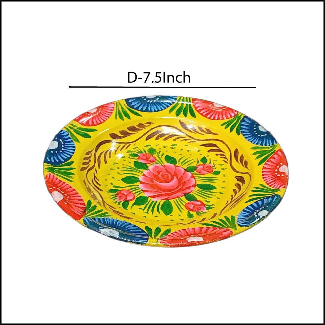 Handcrafted Truck Art Plate – Traditional Pakistani Decorative Plate Size D-7.5