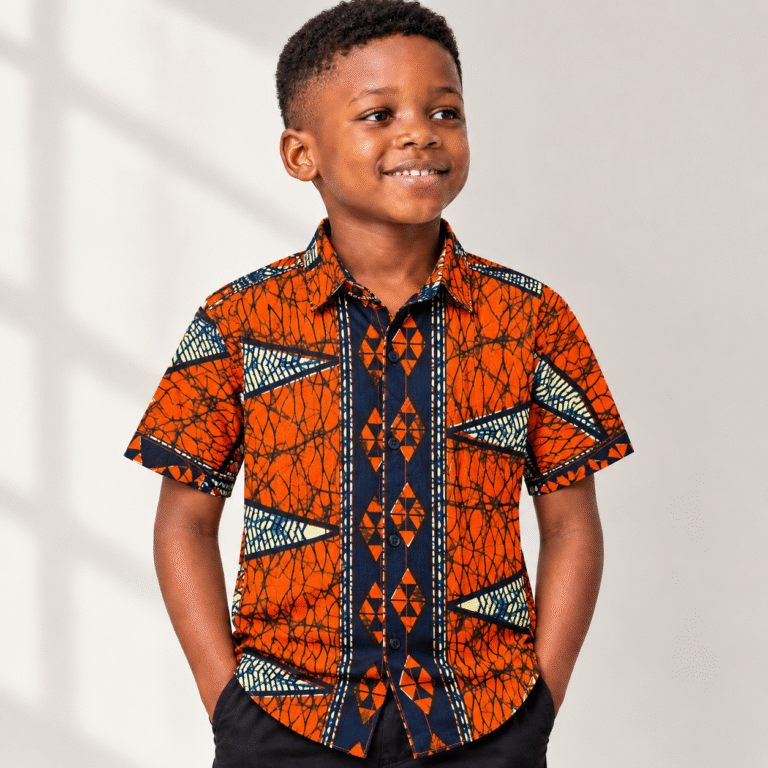 African Wax Print Kids Shirt, African Wax Print Boys Girls Shirt, Children’s Shirt